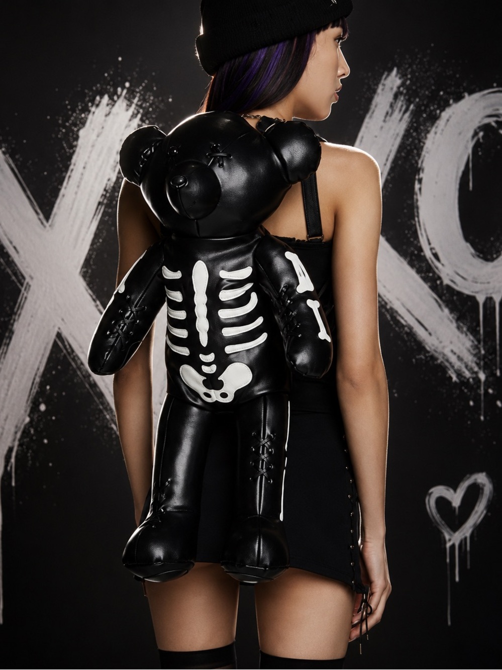 Dolls Kill Black Skeleton Bear Bag